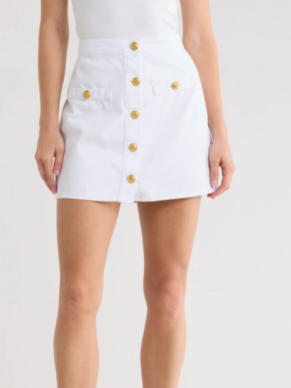 L'AGENCE Kris Button Front Cotton A-Line Miniskirt Sz 26